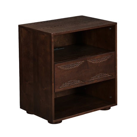Modern European furniture - Walnut Rattan Nightstand - www.oroa.com