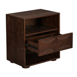 Walnut Rattan Nightstand | OROA