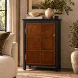 Mid Century Walnut & Black Finish Cabinet | OROA
