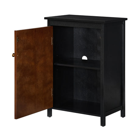 Mid Century Walnut & Black Finish Cabinet | OROA