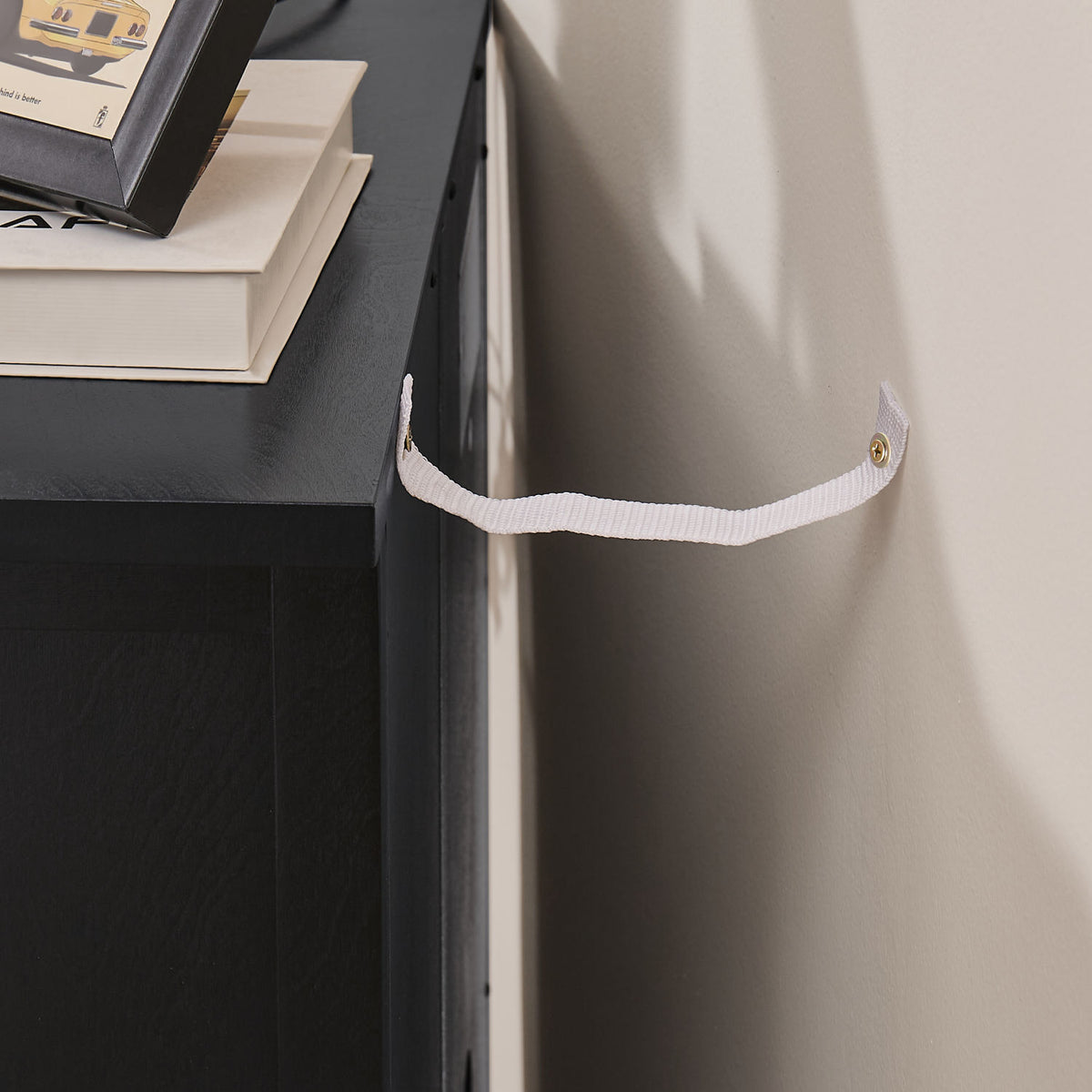 Mid Century Walnut & Black Finish Cabinet | OROA