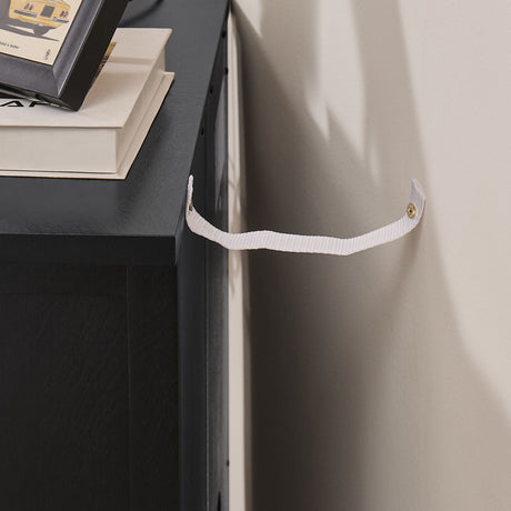 Mid Century Walnut & Black Finish Cabinet | OROA