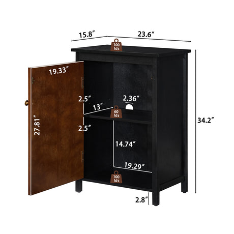 Mid Century Walnut & Black Finish Cabinet | OROA