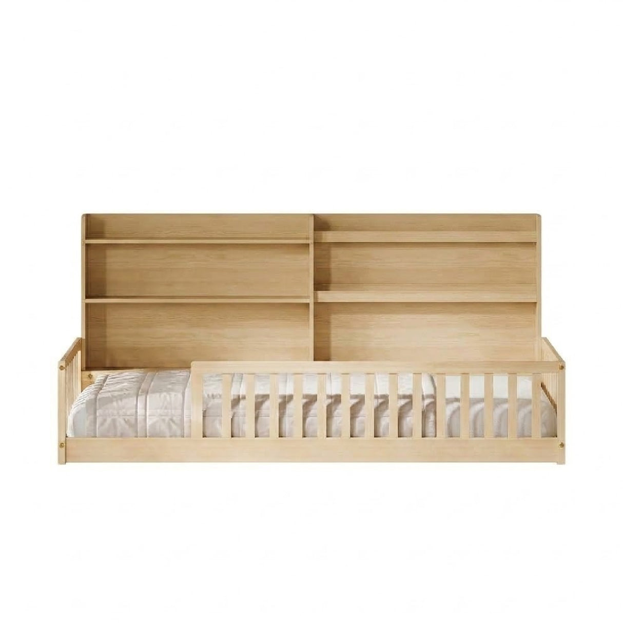 Twin Floor Bed with Bookshelf | OROA Kids