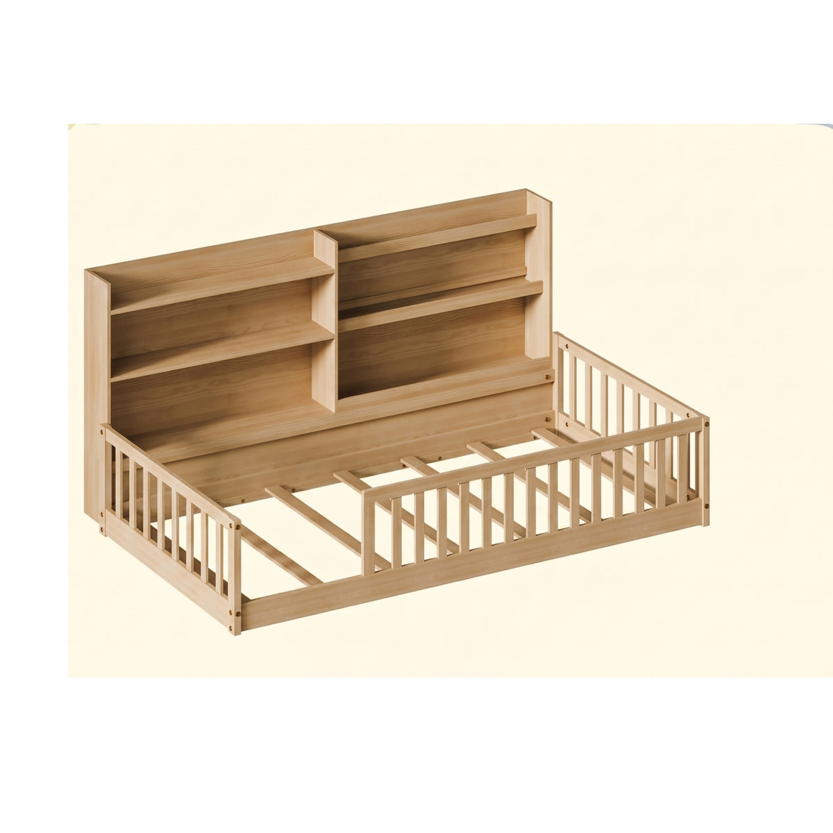Twin Floor Bed with Bookshelf | OROA Kids