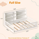 Full Montessori Floor Bed with Bookshelf and Safety Rails | OROA Kids
