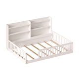 Full Montessori Floor Bed with Bookshelf and Safety Rails | OROA Kids