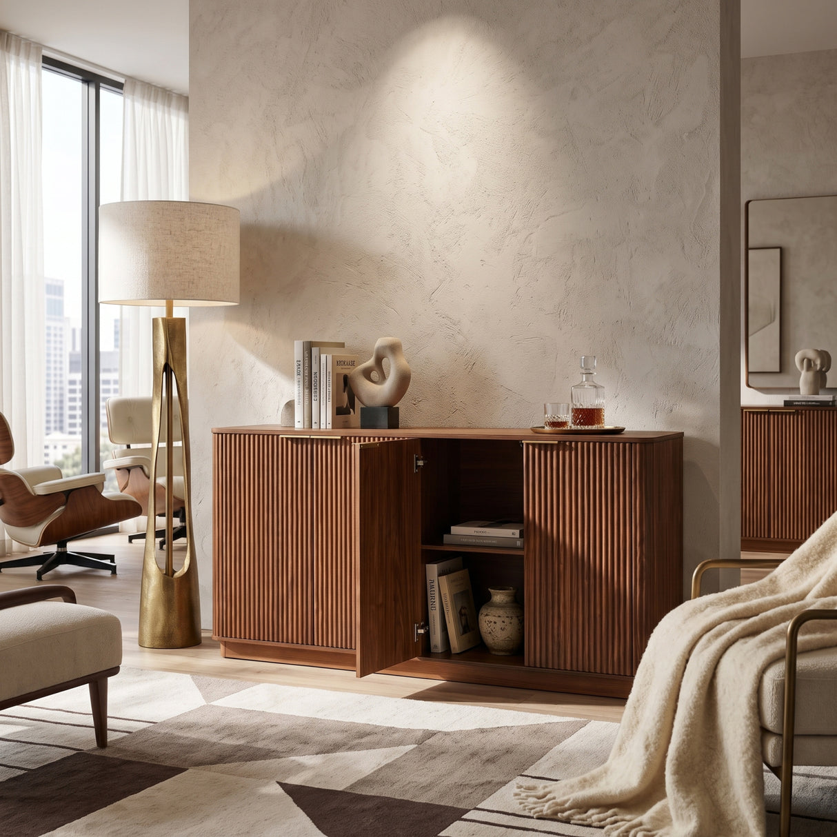 Walnut Curved Wave Sideboard | OROA