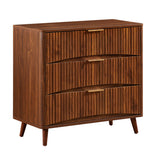 Modern European furniture - Mid-Century Walnut Fluted 3-Drawer Dresser - www.oroa.com