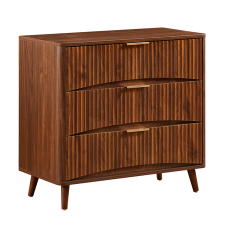 Modern European furniture - Mid-Century Walnut Fluted 3-Drawer Dresser - www.oroa.com