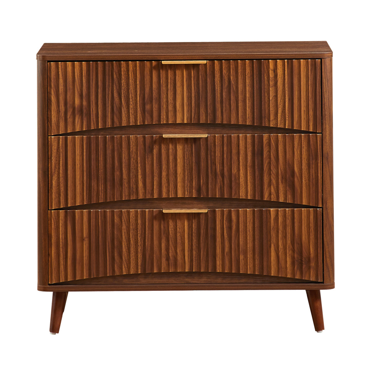 Modern European furniture - Mid-Century Walnut Fluted 3-Drawer Dresser - www.oroa.com