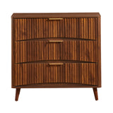 Modern European furniture - Mid-Century Walnut Fluted 3-Drawer Dresser - www.oroa.com