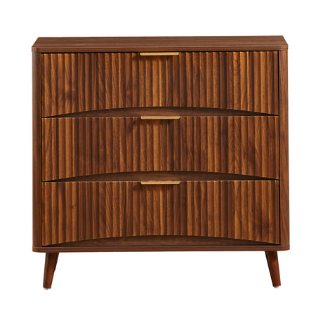 Modern European furniture - Mid-Century Walnut Fluted 3-Drawer Dresser - www.oroa.com