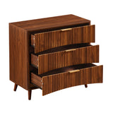 Modern European furniture - Mid-Century Walnut Fluted 3-Drawer Dresser - www.oroa.com