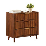 Modern European furniture - Mid-Century Walnut Fluted 3-Drawer Dresser - www.oroa.com