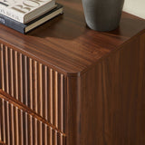 Modern European furniture - Mid-Century Walnut Fluted 3-Drawer Dresser - www.oroa.com