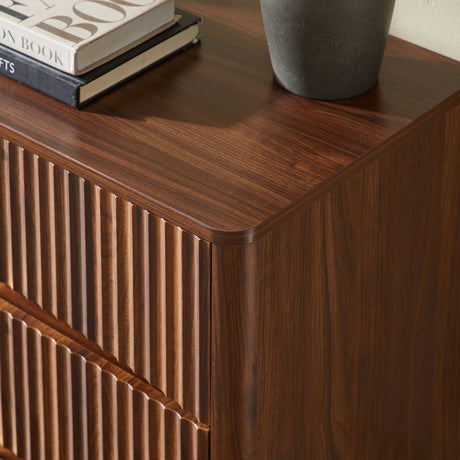 Modern European furniture - Mid-Century Walnut Fluted 3-Drawer Dresser - www.oroa.com