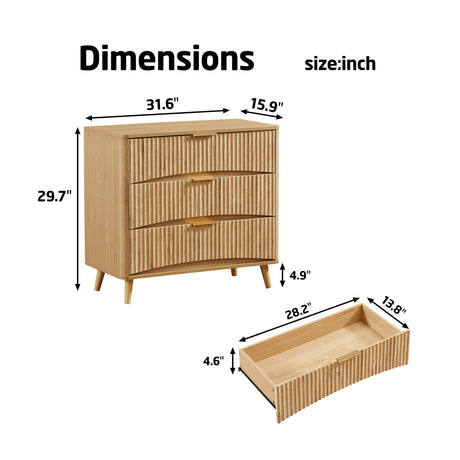 Modern European furniture - Fluted 3 Drawer Dresser - www.oroa.com
