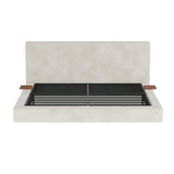 Modern European furniture - Upholstered King Bed with Sliding Side Table - www.oroa.com
