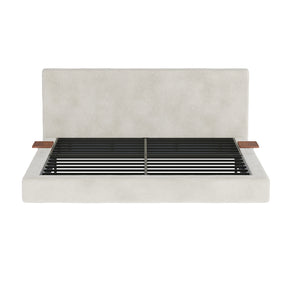 Modern European furniture - Upholstered King Bed with Sliding Side Table - www.oroa.com