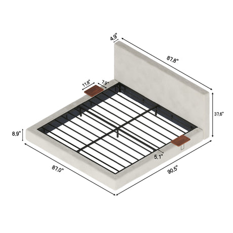 Modern European furniture - Upholstered King Bed with Sliding Side Table - www.oroa.com