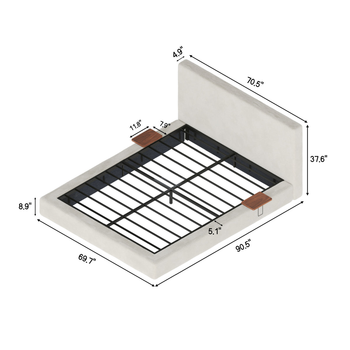 AirFrame Queen Bed with Sliding Side Table | OROA