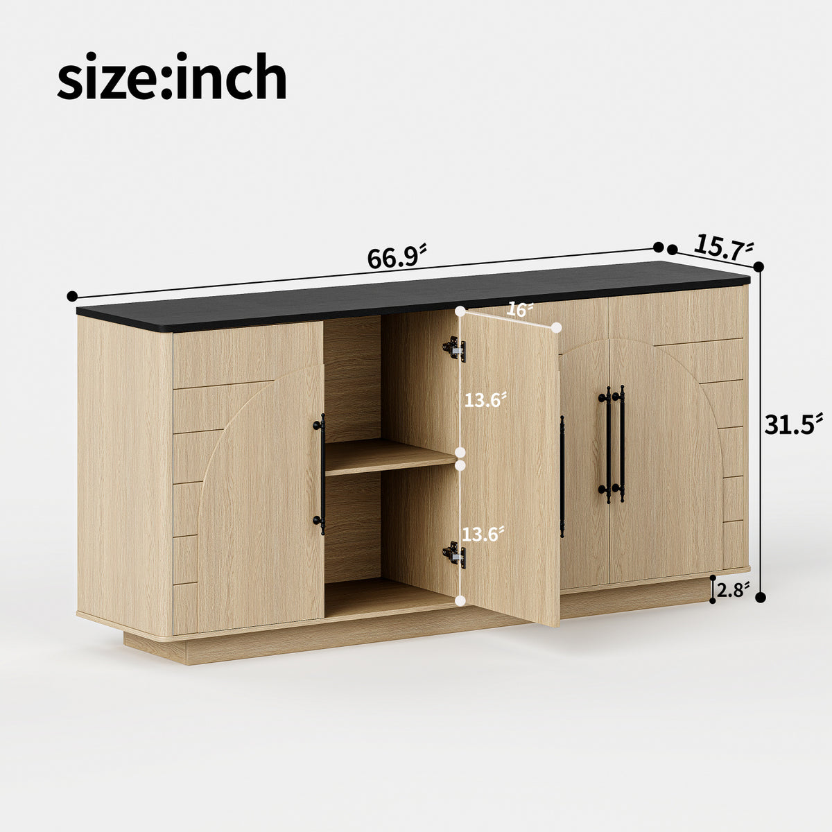 Modern European furniture - Arched Geometric 4-Doors Sideboard - www.oroa.com