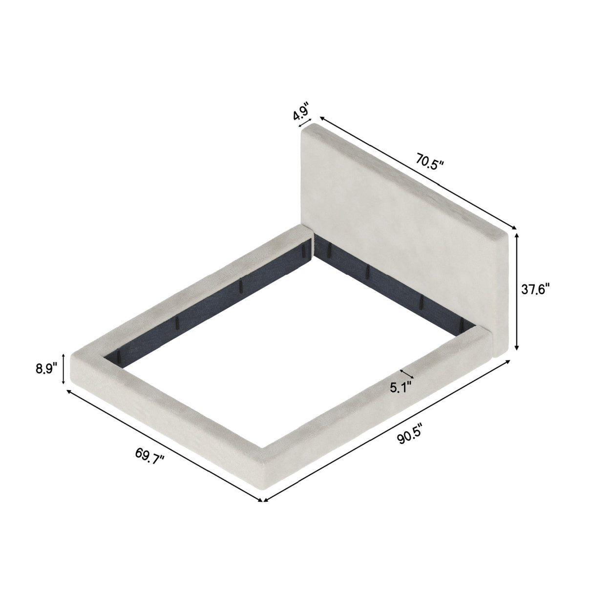Cloud Upholstered Frameless Queen Bed | OROA