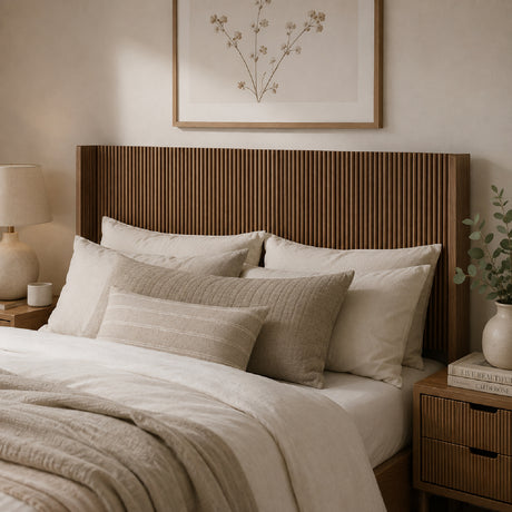 Vertical Ribbed Freestanding Queen Headboard | OROA