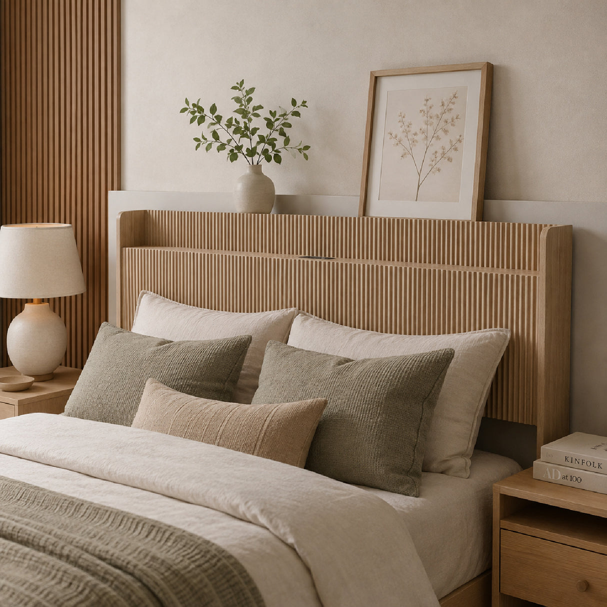 Vertical Slat Wood Queen Headboard | OROA