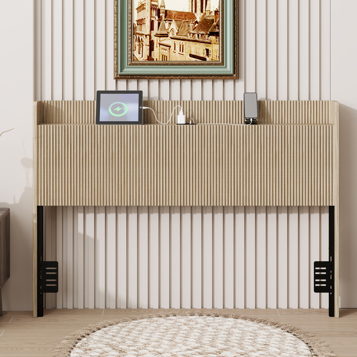 Vertical Slat Wood Queen Headboard | OROA