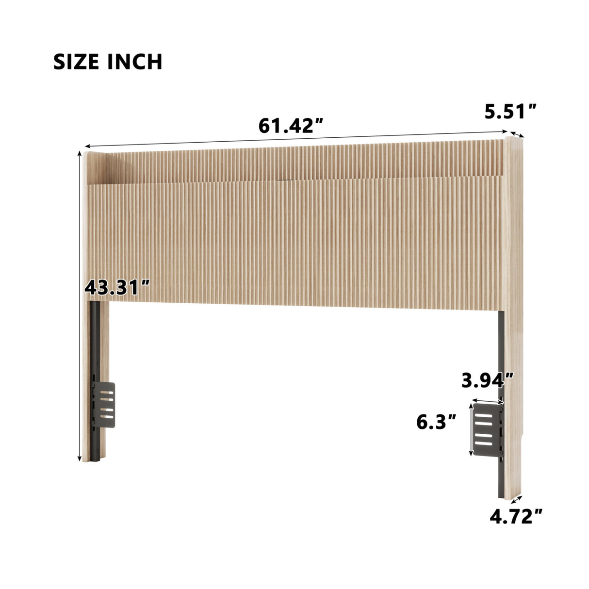 Vertical Slat Wood Queen Headboard | OROA
