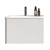 Modern European furniture - Striped Soft White Bathroom Vanity with Sink - www.oroa.com