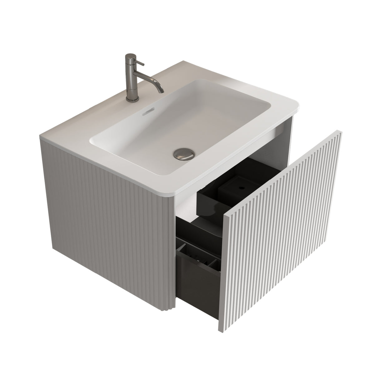Modern European furniture - Striped Soft White Bathroom Vanity with Sink - www.oroa.com