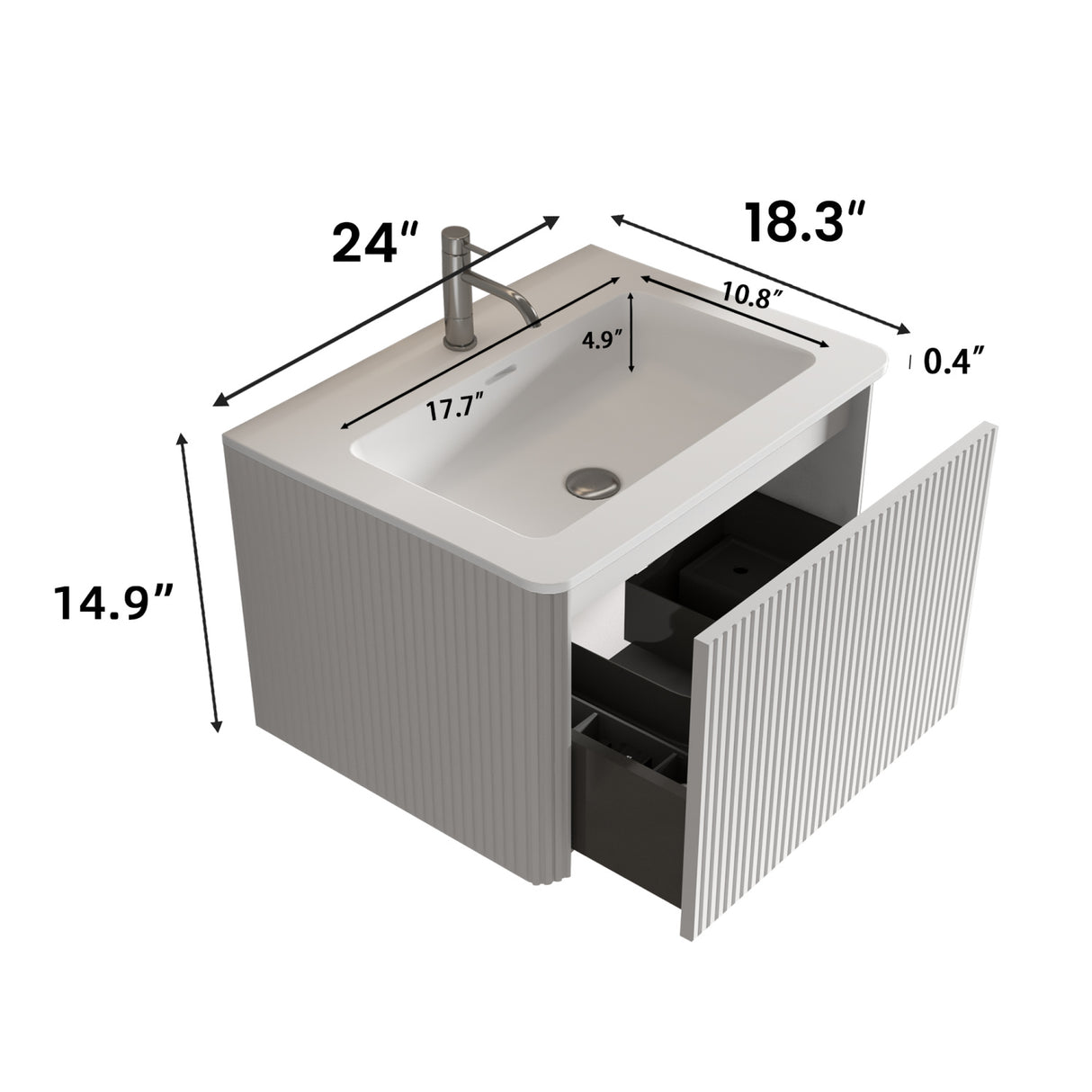 Modern European furniture - Striped Soft White Bathroom Vanity with Sink - www.oroa.com