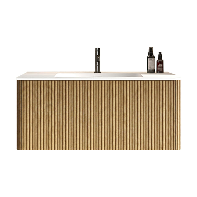 Modern European furniture - Natural Oak Bathroom Vanity with Basin - www.oroa.com