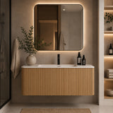 Modern European furniture - Natural Oak Bathroom Vanity with Basin - www.oroa.com