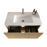 Modern European furniture - Natural Oak Bathroom Vanity with Basin - www.oroa.com
