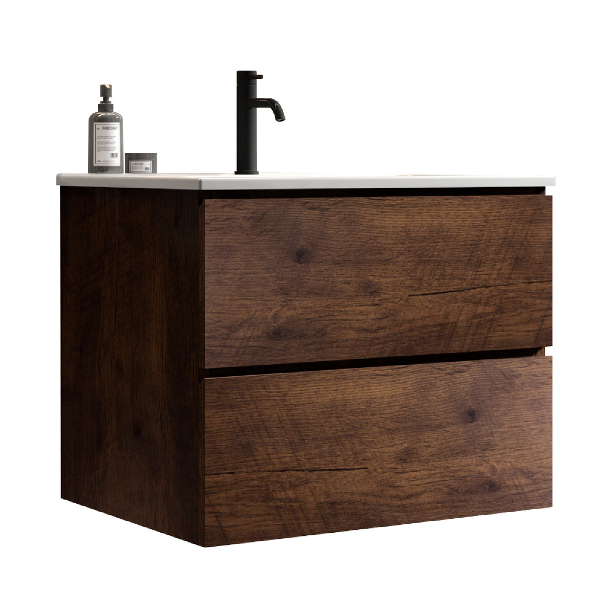 Wall Mounted Walnut Bathroom Vanity with Ceramic Sink | OROA