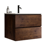 Wall Mounted Walnut Bathroom Vanity with Ceramic Sink | OROA