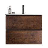 Wall Mounted Walnut Bathroom Vanity with Ceramic Sink | OROA