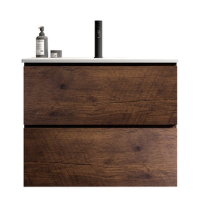 Wall Mounted Walnut Bathroom Vanity with Ceramic Sink - OROA - view 1