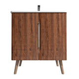 Striped Walnut Bathroom Vanity with Sink | OROA