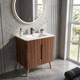 Striped Walnut Bathroom Vanity with Sink | OROA