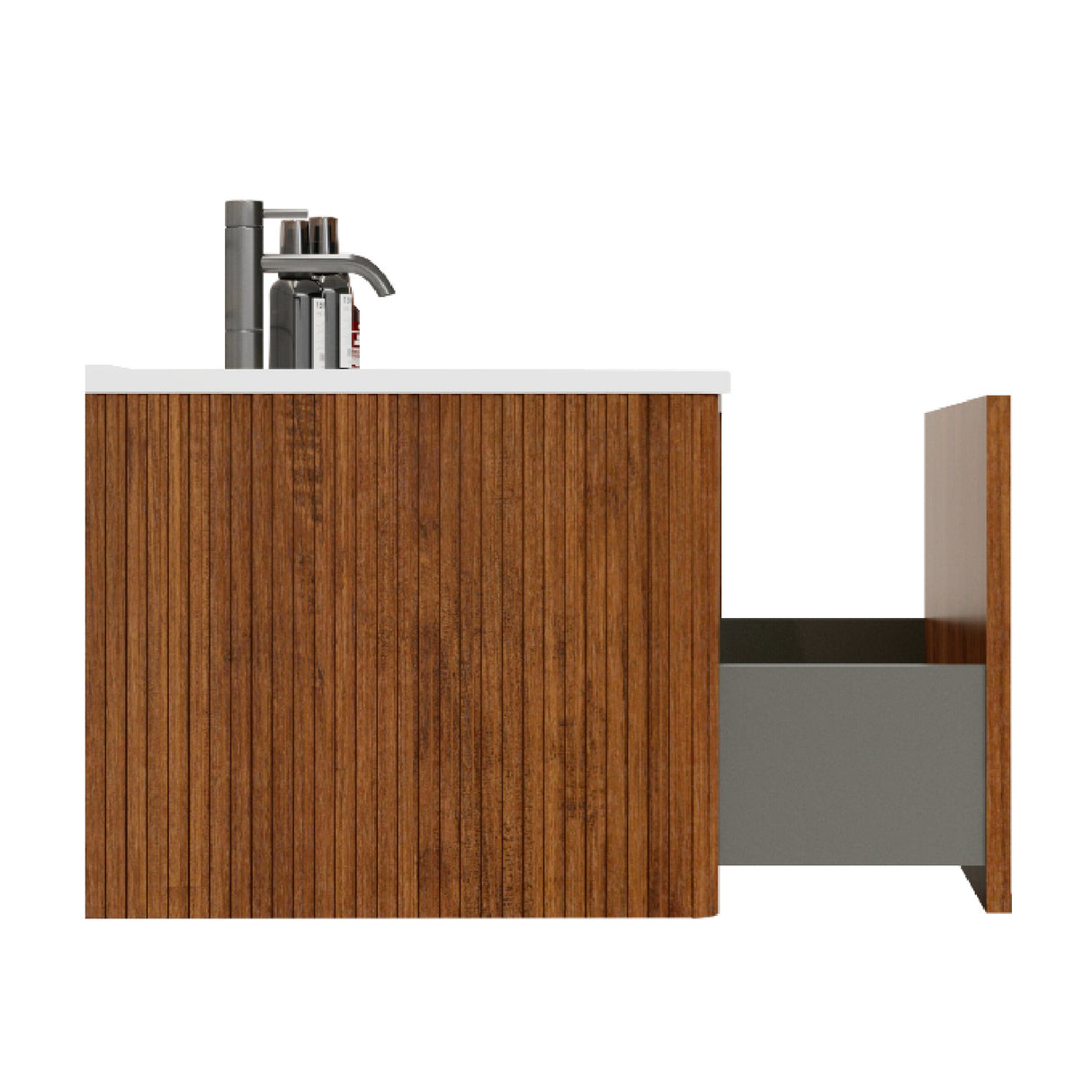 36" Walnut Floating Bathroom Vanity with White Sink | OROA