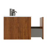 36" Walnut Floating Bathroom Vanity with White Sink | OROA