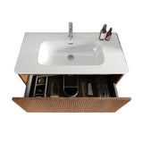 36" Walnut Floating Bathroom Vanity with White Sink | OROA