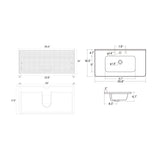 36" Walnut Floating Bathroom Vanity with White Sink | OROA