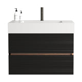 Black Wall-Mounted Bathroom Vanity with White Sink | OROA