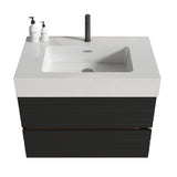 Black Wall-Mounted Bathroom Vanity with White Sink | OROA